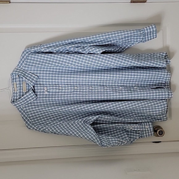 Michael Michael Kors, Blue & White Checkered Button Down Shirt, Size 20, 36/37 T - Picture 1 of 5